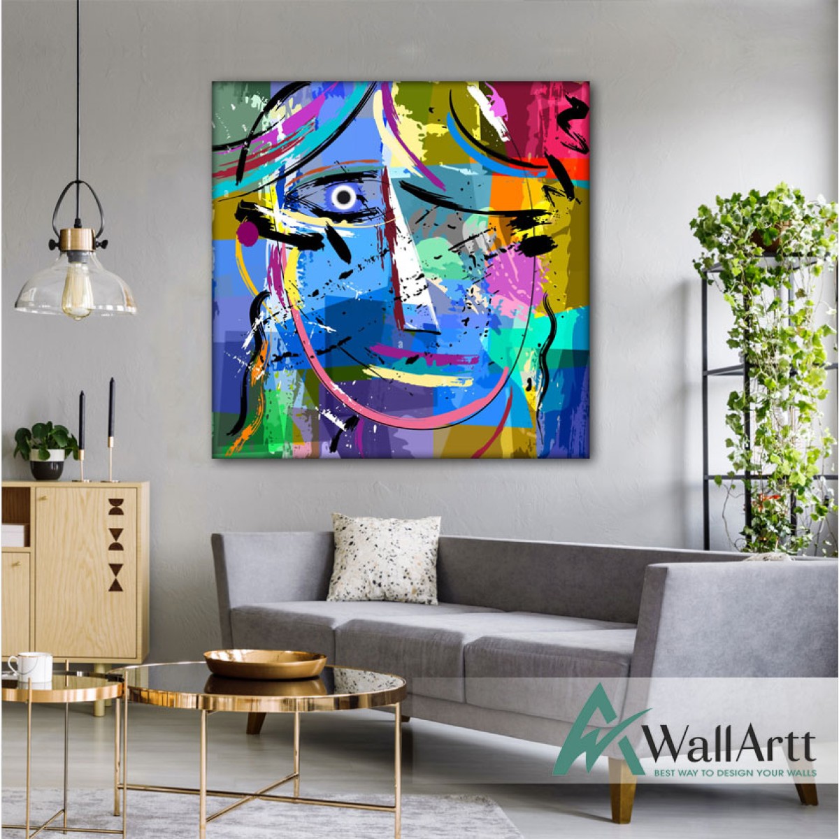 Abstract Colorful Face Textured Partial Oil Painting